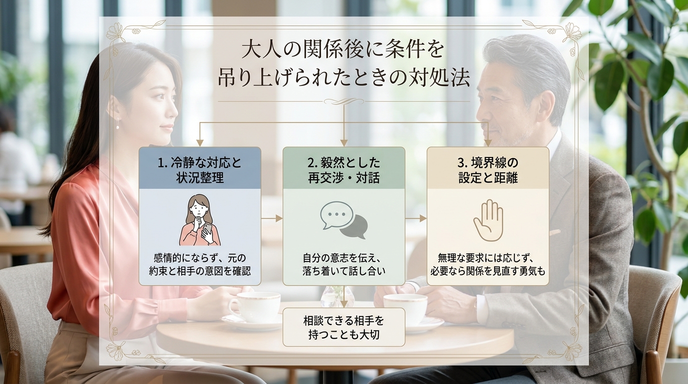 大人の関係後に条件を吊り上げられたときの対処法