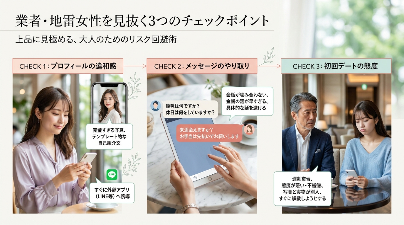 業者・地雷女性を見抜く3つのチェックポイント