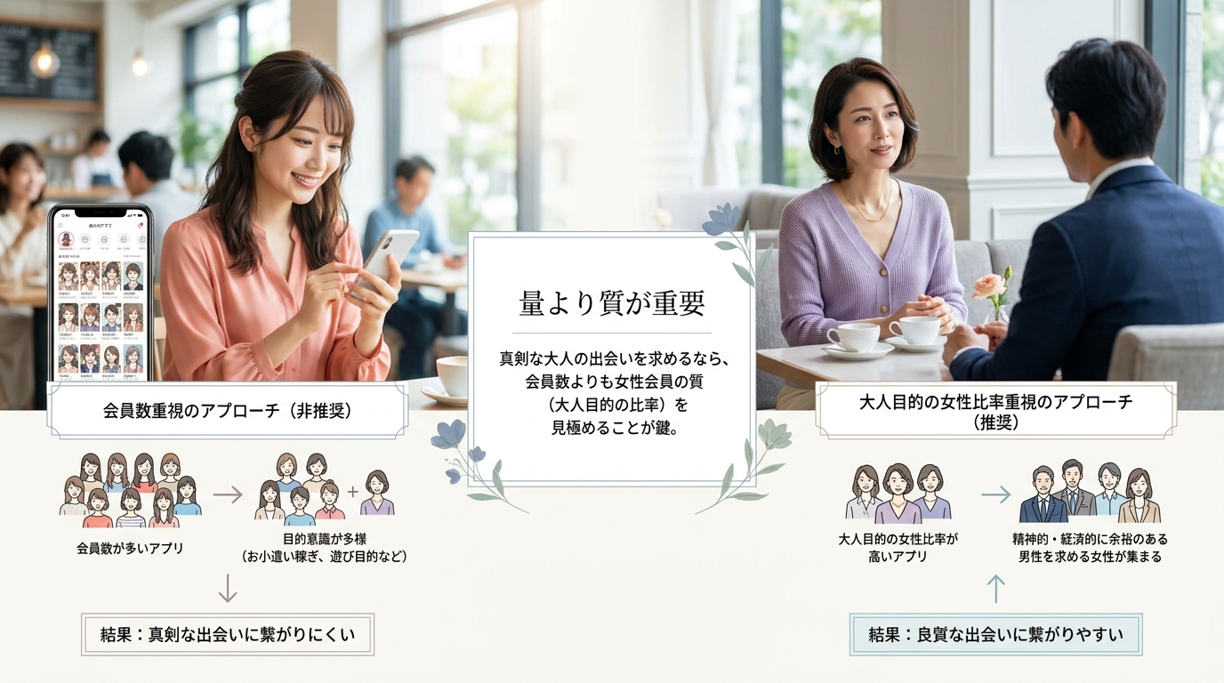 会員数よりも「大人目的の女性比率」を重視すべき