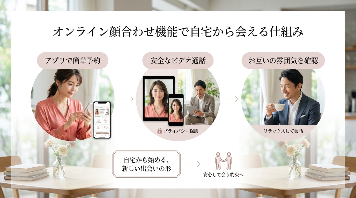 オンライン顔合わせ機能で自宅から会える仕組み