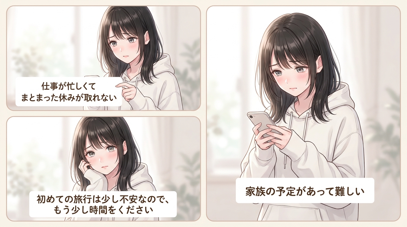 角を立てない断り方3パターン(仕事・家族・不安を理由に)