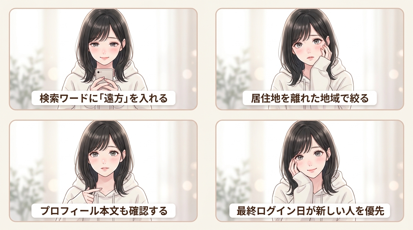 STEP2：遠方・オンライン希望の男性を検索してアプローチ
